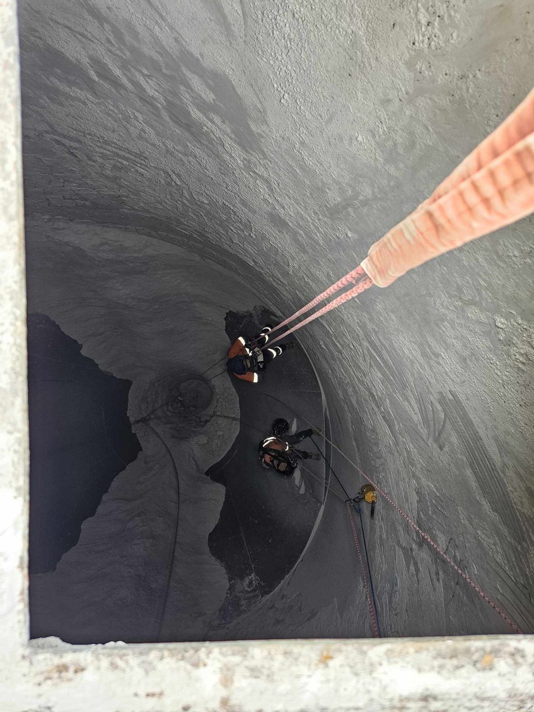 Crew working in the silo cone